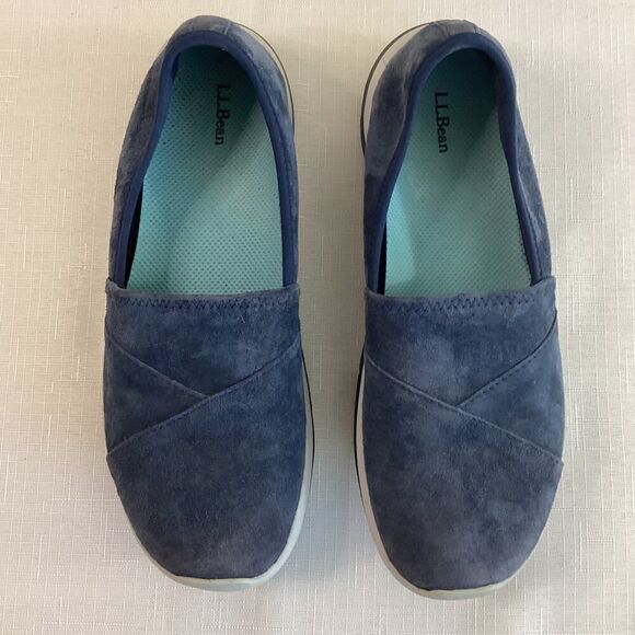 L.L. Bean Women's Back Cove Blue Nubuck Slip On Size 7.5 - Picture 2 of 12